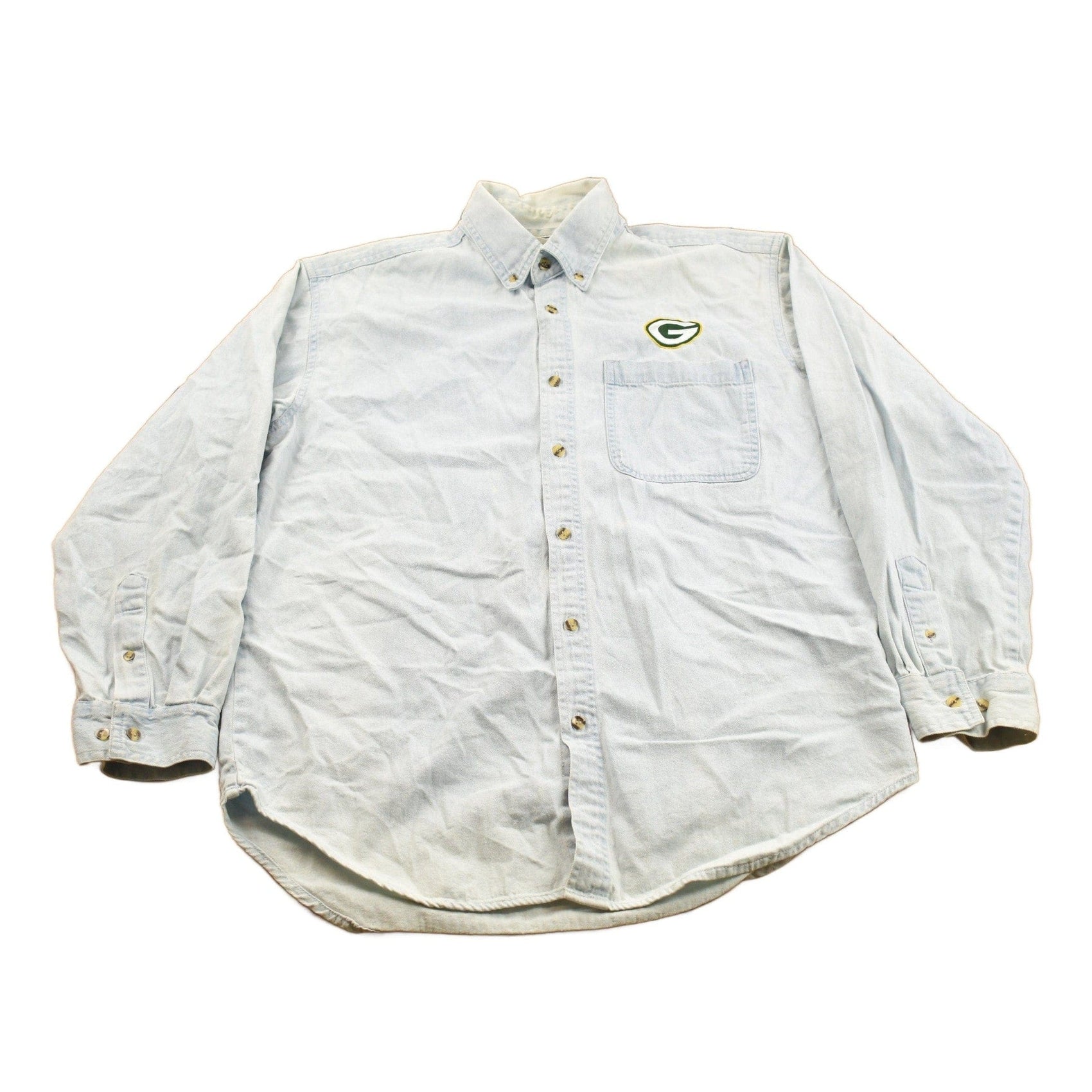 Vintage 1990s Green Bay Packers NFL Button Up Shirt Men's Medium from propervintagecanada