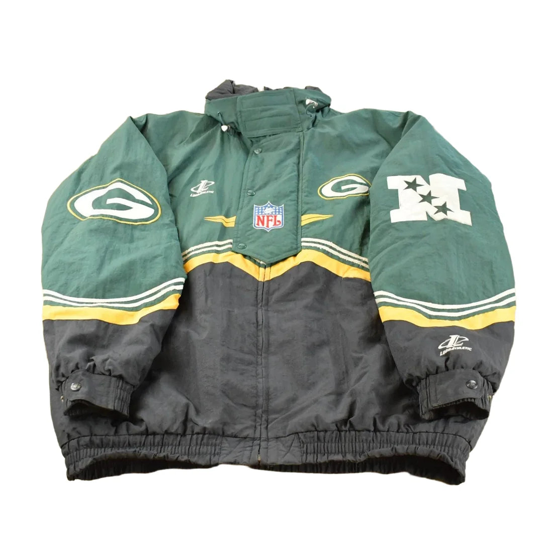 Vintage 1990s Green Bay Packers NFL Football Logo Athletic Pro Line Puffer Jacket Men's 2XL / 90s Sportswear / Wisconsin from propervintagecanada