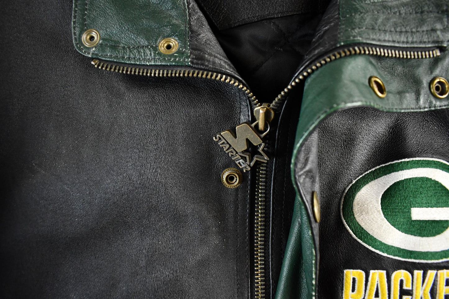 Vintage 1990s Green Bay Packers NFL Leather Jacket Men's Large from propervintagecanada