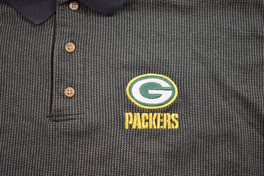 Vintage 1990s Green Bay Packers NFL Polo T-Shirt Men's XL from propervintagecanada
