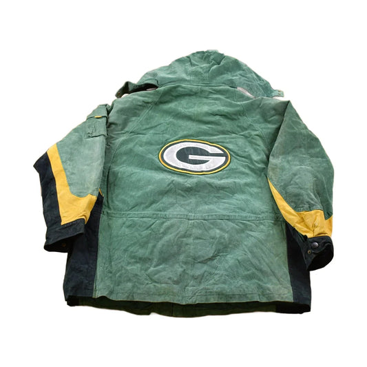 Vintage 1990s Green Bay Packers NFL Suede Full Zip Jacket Men's 2XL from propervintagecanada
