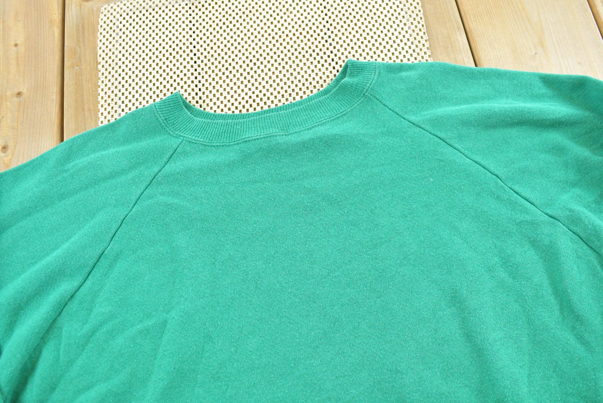Vintage 1990s Green Blank Raglan Crewneck Sweatshirt Men's L from propervintagecanada