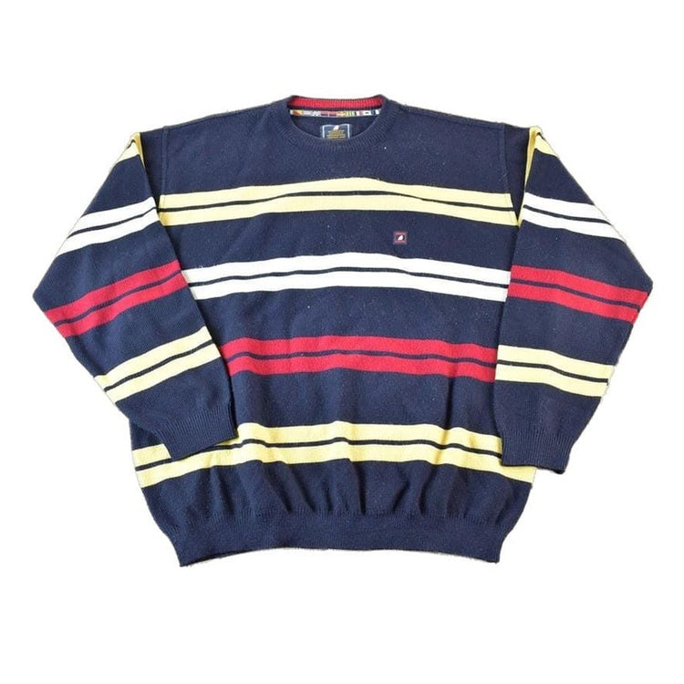 Vintage 1990s Green Coast Yachting Outfits Knit Striped Nautical Crewneck Sweater Made In Italy Men's XL from propervintagecanada