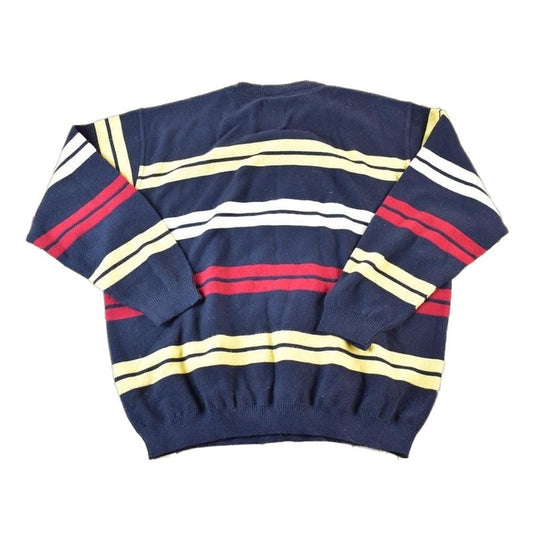 Vintage 1990s Green Coast Yachting Outfits Knit Striped Nautical Crewneck Sweater Made In Italy Men's XL from propervintagecanada