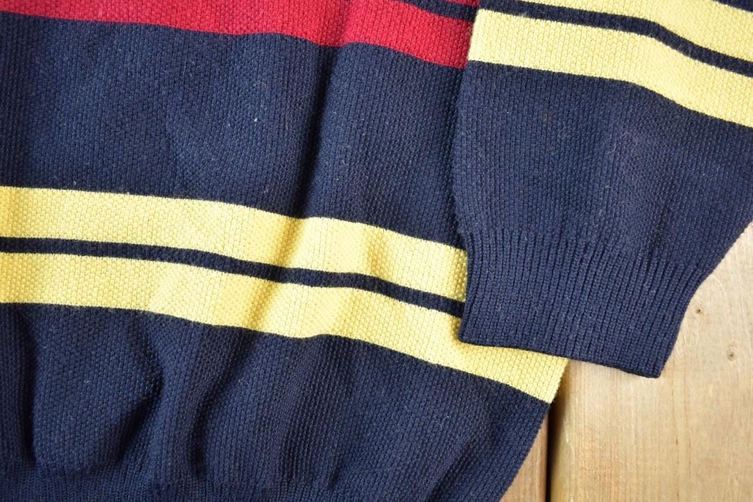 Vintage 1990s Green Coast Yachting Outfits Knit Striped Nautical Crewneck Sweater Made In Italy Men's XL from propervintagecanada