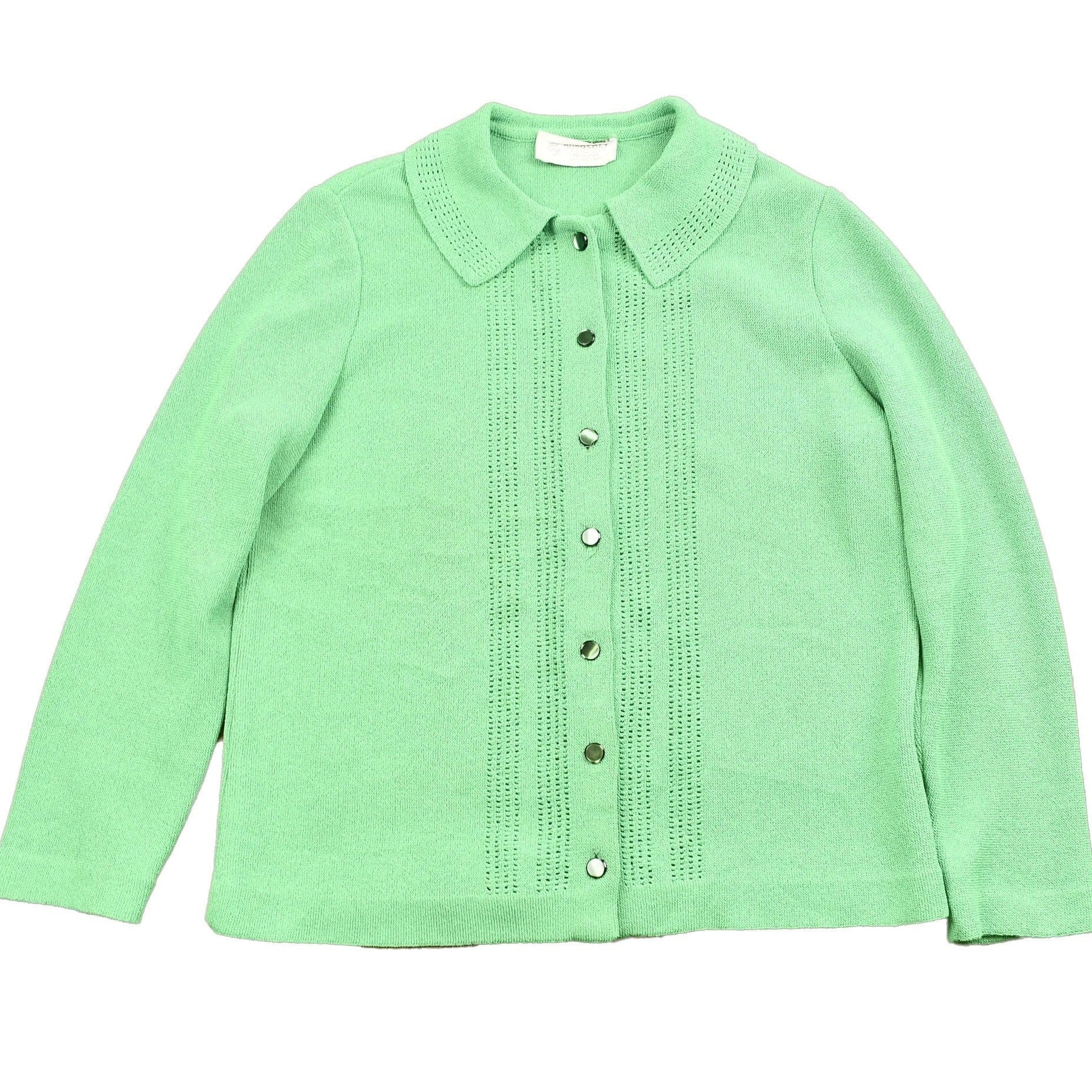 Vintage 1990s Green Collared Cardigan Sweater Women's S from propervintagecanada