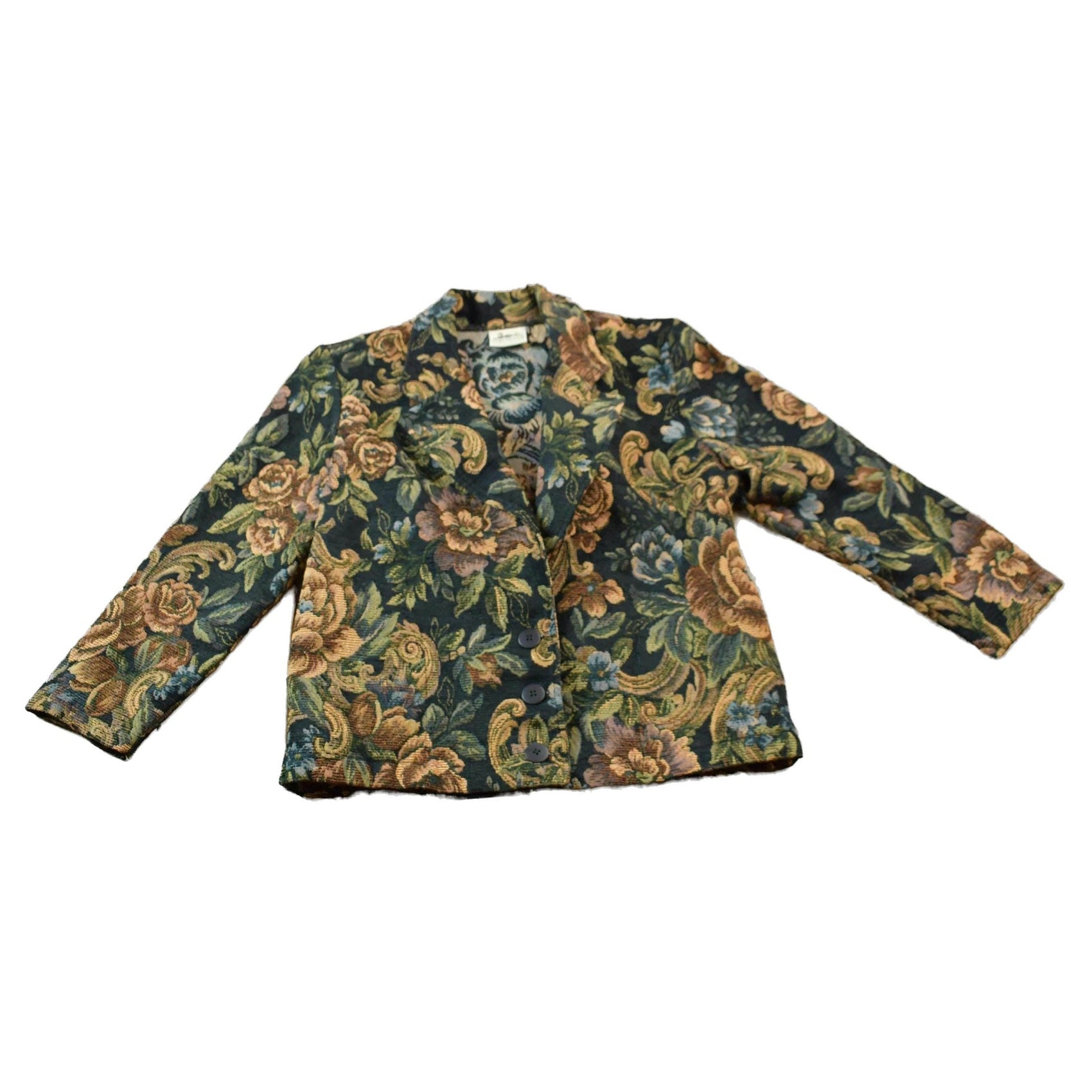 Vintage 1990s Green Mountain Floral Pattern Blazer Jacket Women's Small from propervintagecanada
