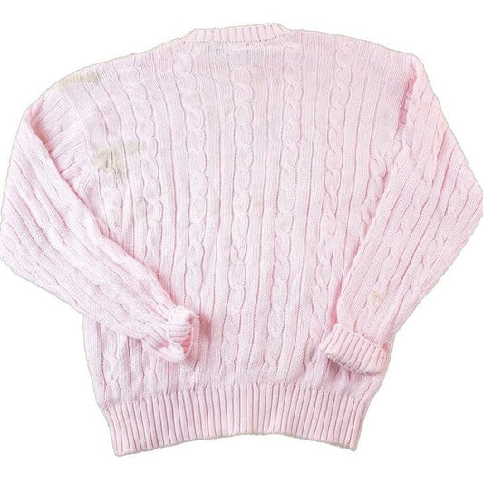 Vintage 1990s Greenwich 3D Colored Pink Cable Knit Crewneck Sweater Men's Medium from propervintagecanada