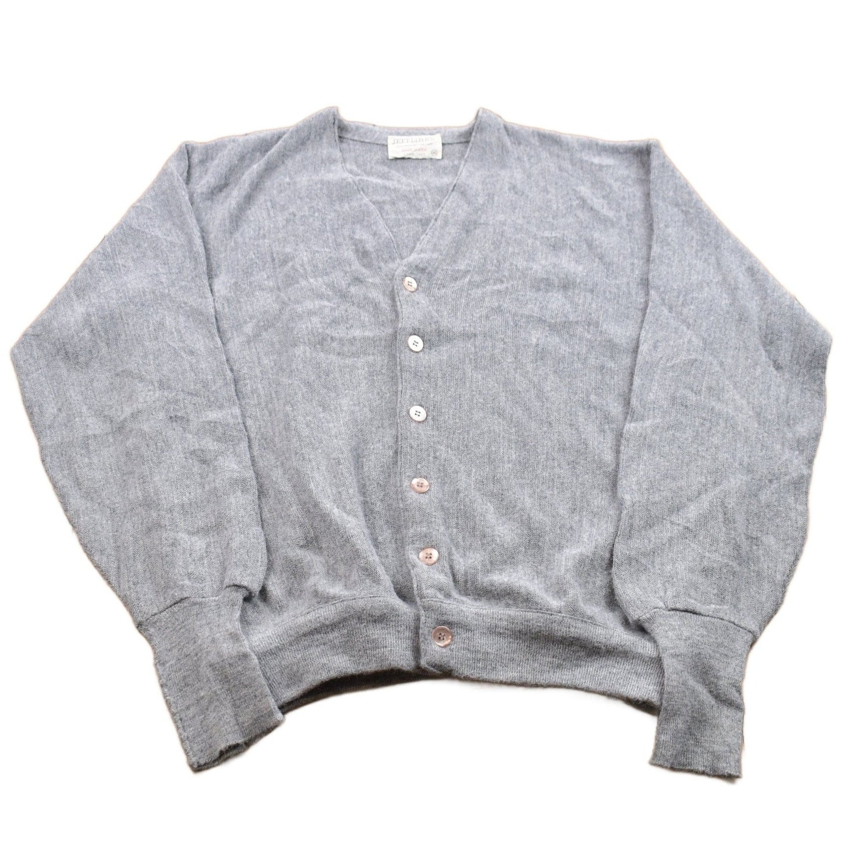 Vintage 1990s Grey Jeff Links Knit Cardigan Sweater Men's MMen's Medium from propervintagecanada