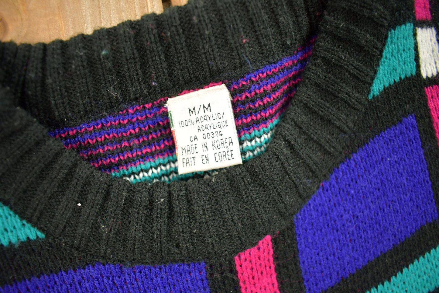 Vintage 1990s Grid Lock Knitted Crewneck Sweater Men's M from propervintagecanada