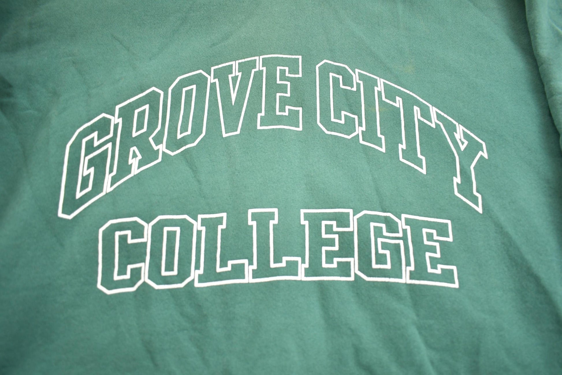 Vintage 1990s Grove City College Green Hoodie Made In USA Men's Large from propervintagecanada