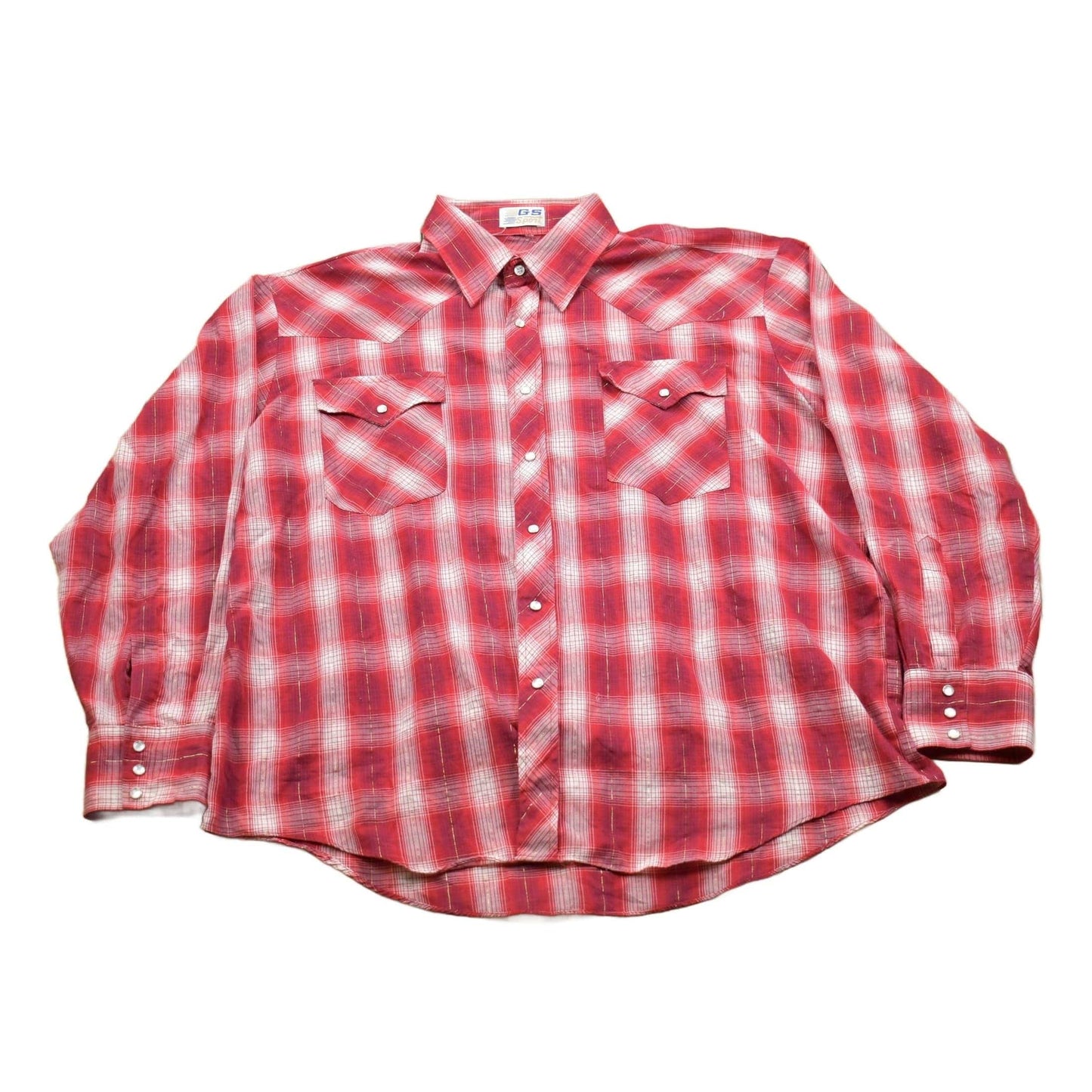 Vintage 1990s GS Sport Western Plaid Button Up Shirt Men's XL from propervintagecanada