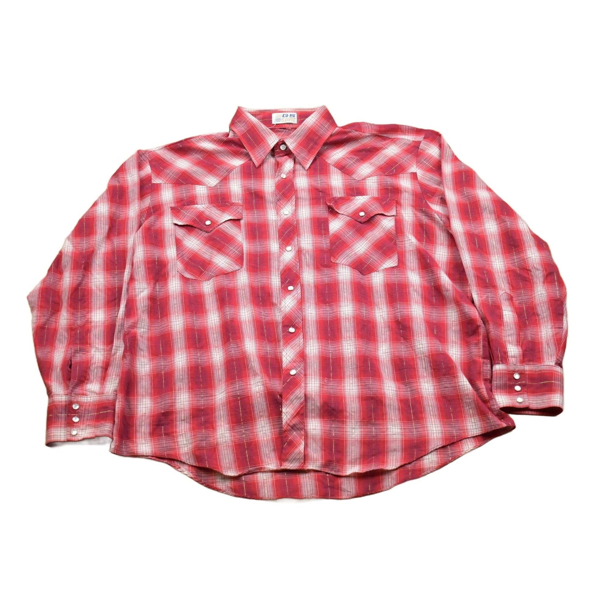 Vintage 1990s GS Sport Western Plaid Button Up Shirt Men's XL from propervintagecanada