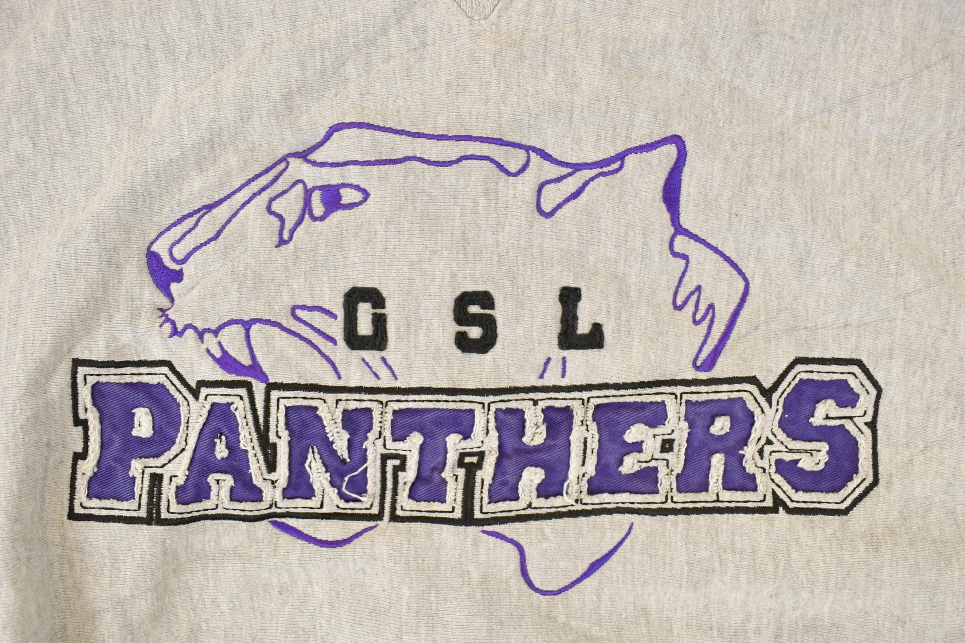 Vintage 1990s GSL Panthers Embroidered University Hoodie Sweater Men's L from propervintagecanada
