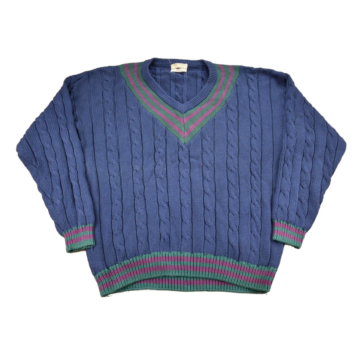 Vintage 1990s Guess Classics V-Neck Knit Colligate Sweater Men's XL from propervintagecanada