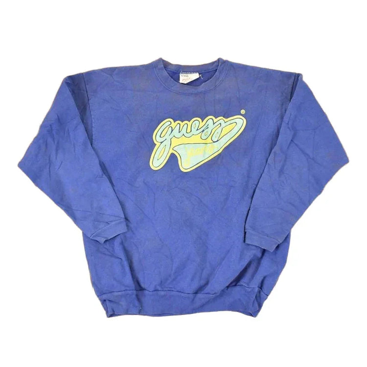 Vintage 1990s Guess Jeans Writing Logo Graphic Print Crewneck Sweatshirt Men's M from propervintagecanada