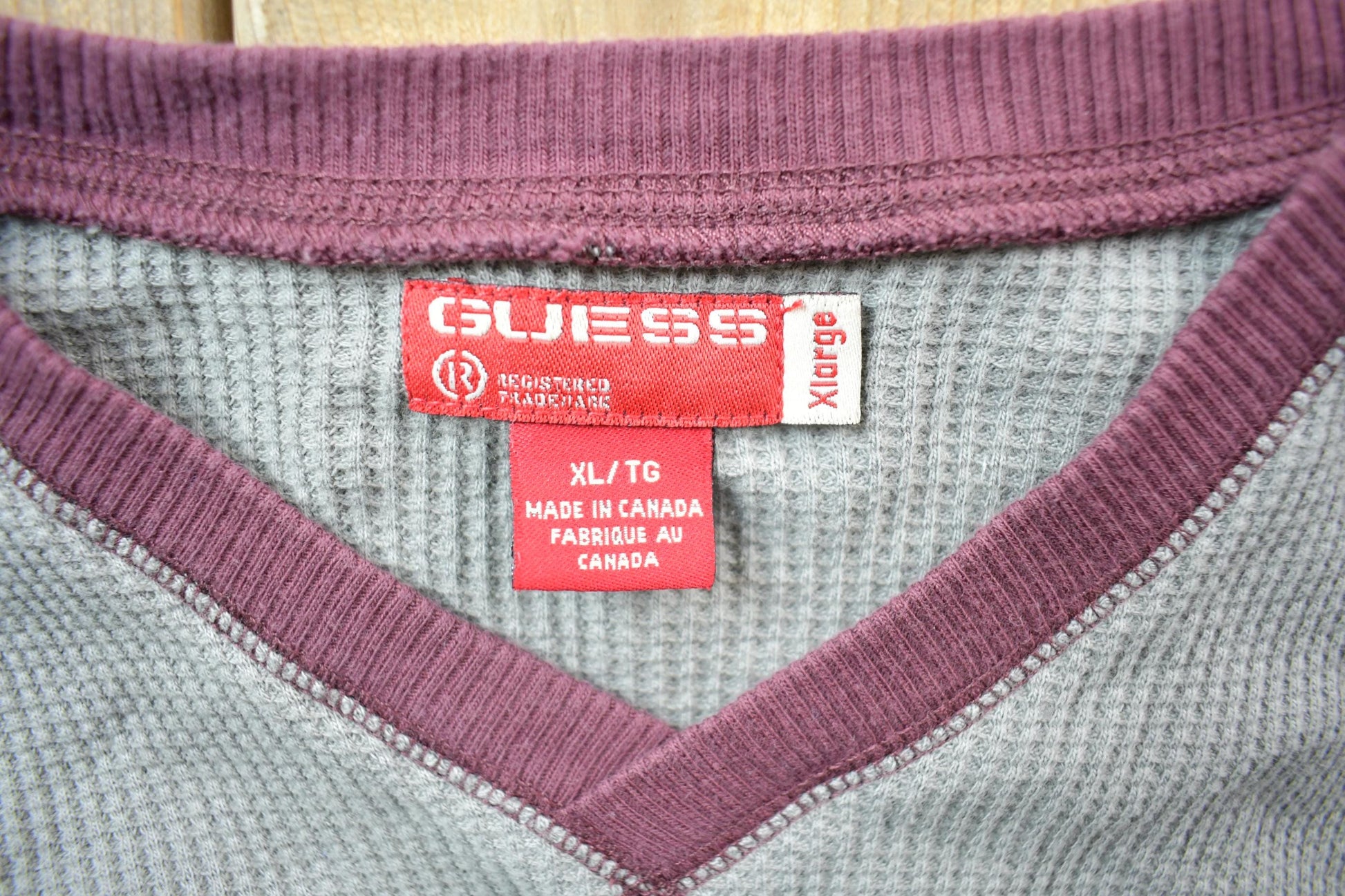 Vintage 1990s Guess USA Knit V-Neck Sweater Men's XL from propervintagecanada