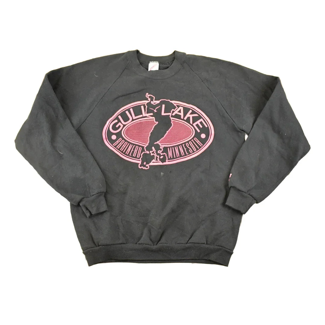 Vintage 1990s Gull Lake Minnesota Souvenir Crewneck Sweatshirt Men's M / 90's Tourist Vacation Graphic Sweater from propervintagecanada