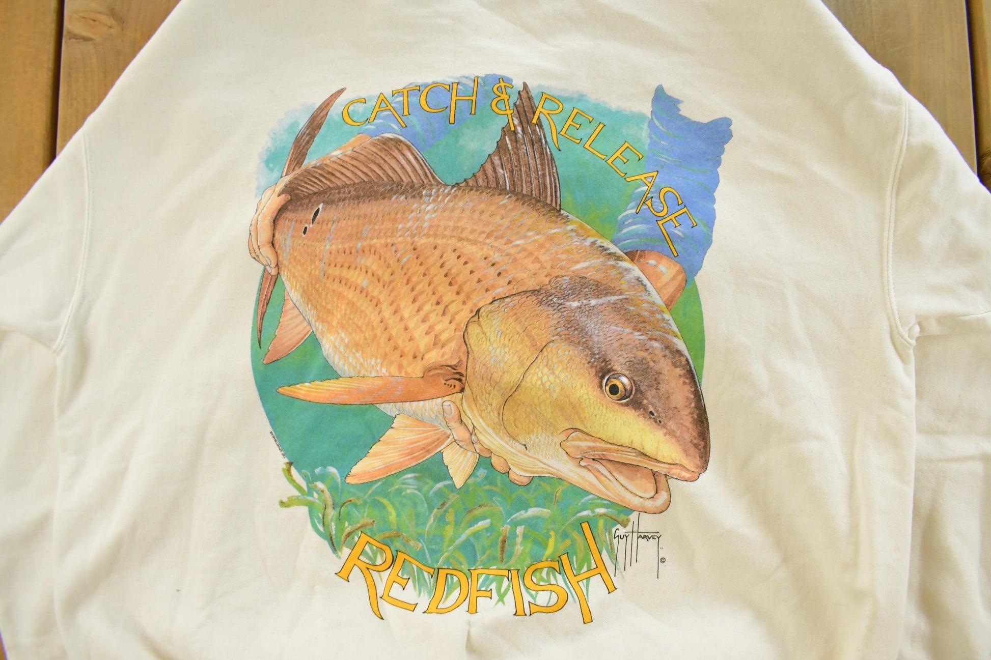 Vintage 1990s Guy Harvey Fishing Theme Crewneck Sweatshirt Men's XL from propervintagecanada