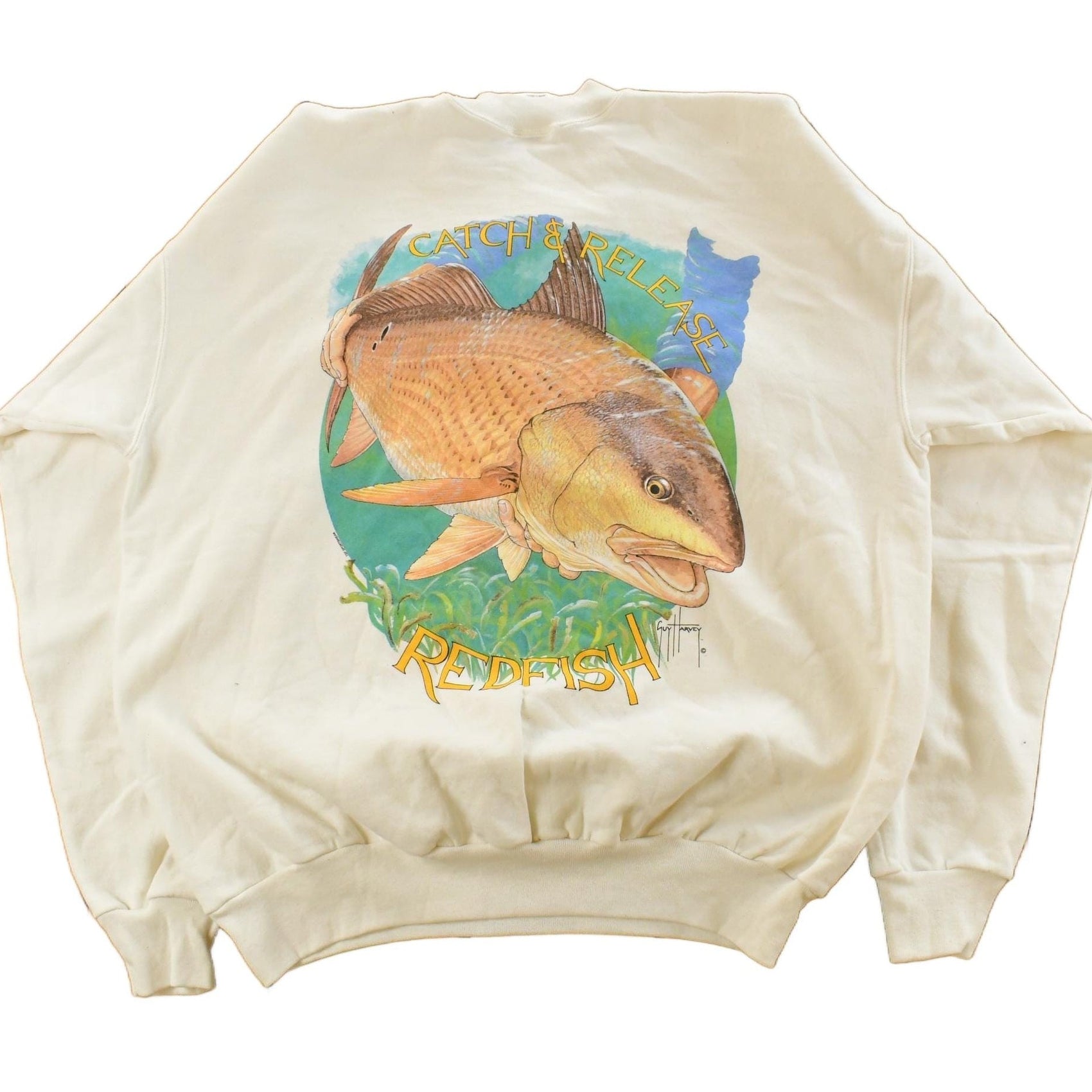 Vintage 1990s Guy Harvey Fishing Theme Crewneck Sweatshirt Men's XL from propervintagecanada