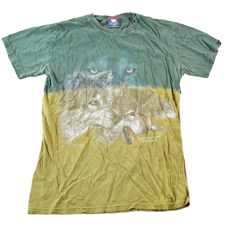 Vintage 1990s Haliburton Forest Wolf Centre Souvenir Single Stitch Graphic Print T-Shirt Men's Medium from propervintagecanada