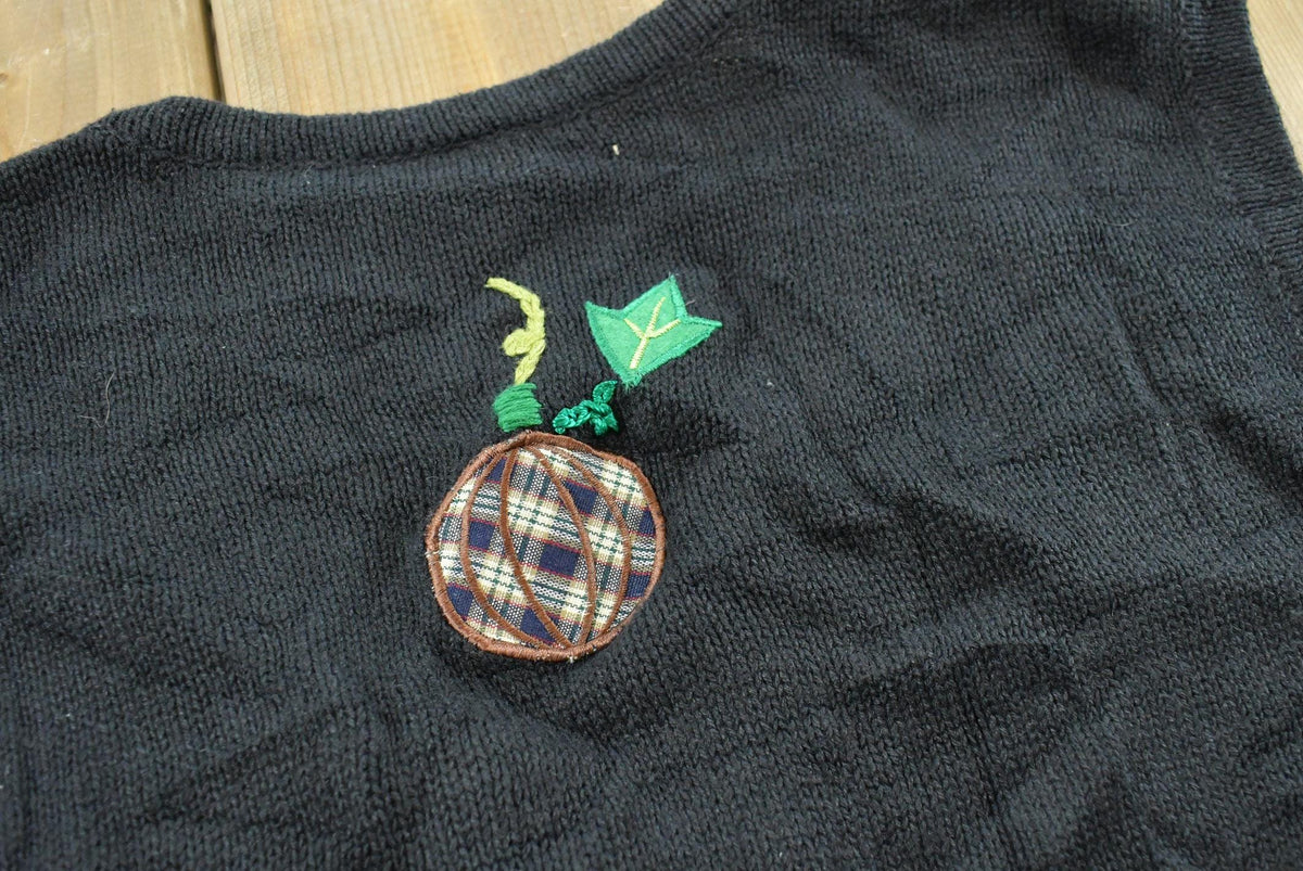 Vintage 1990s Halloween Pumpkin Embroidered Cotton Knit Sweater Vest Women's XL / Made in Hong Kong / Spooky Season / 90s Streetwear from propervintagecanada