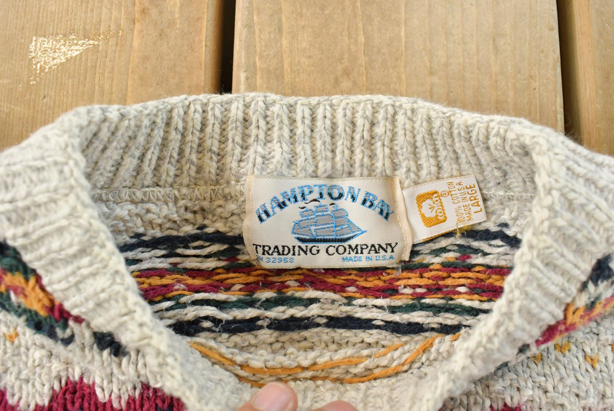 Vintage 1990s Hampton Bay Trading Company Knit Crewneck Sweater Men's L from propervintagecanada