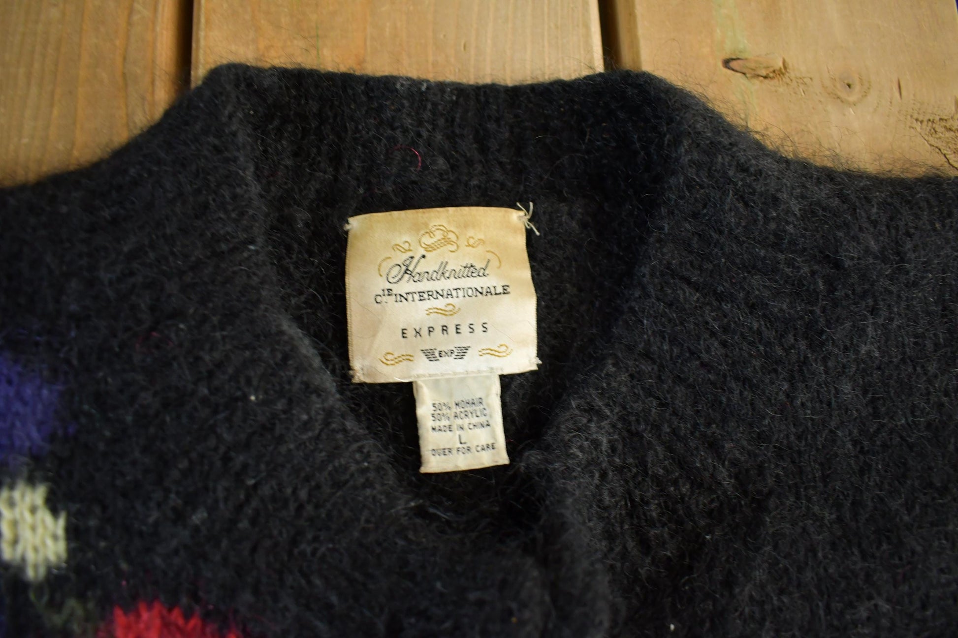 Vintage 1990s Hand Knitted Mohair Knit Cardigan Sweater Women's Large from propervintagecanada