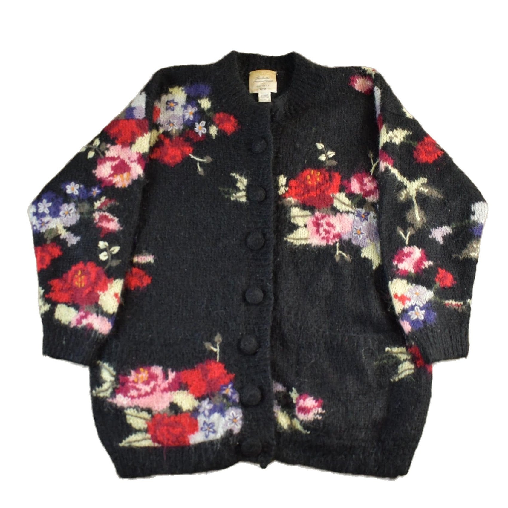 Vintage 1990s Hand Knitted Mohair Knit Cardigan Sweater Women's Large from propervintagecanada