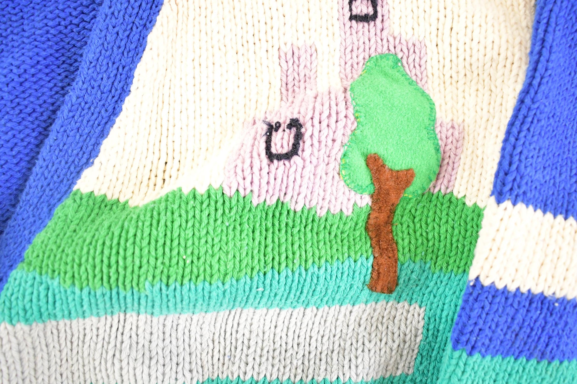 Vintage 1990s Hand Made Landscape Cardigan Knit Sweater Women's M from propervintagecanada