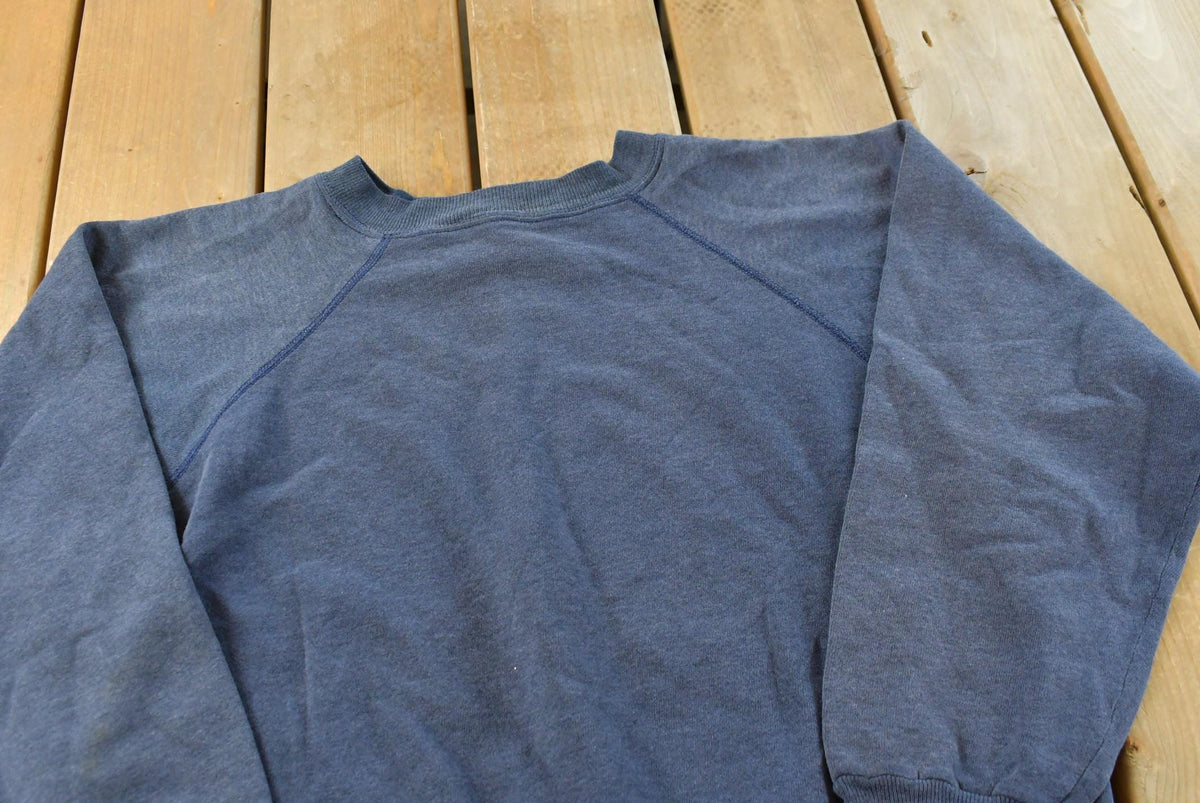 Vintage 1990s Hanes Activewear Blank Blue Raglan Crewneck Sweatshirt Men's from propervintagecanada