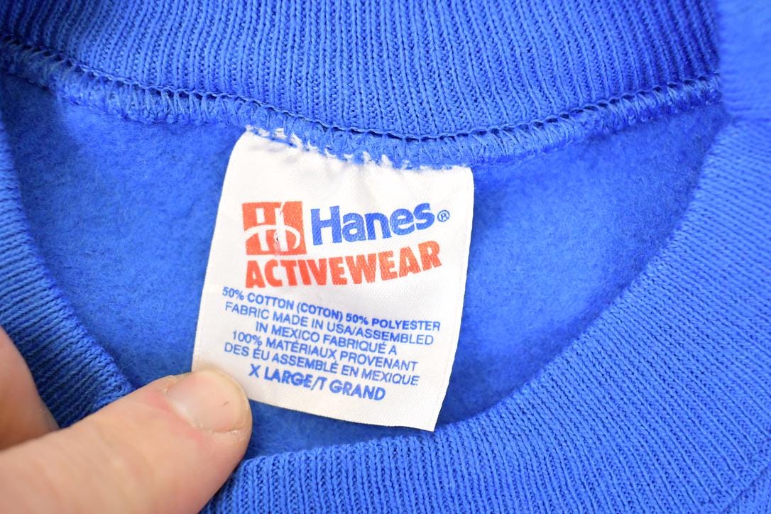 Vintage 1990s Hanes Activewear Blank Crewneck Sweatshirt Men's L from propervintagecanada