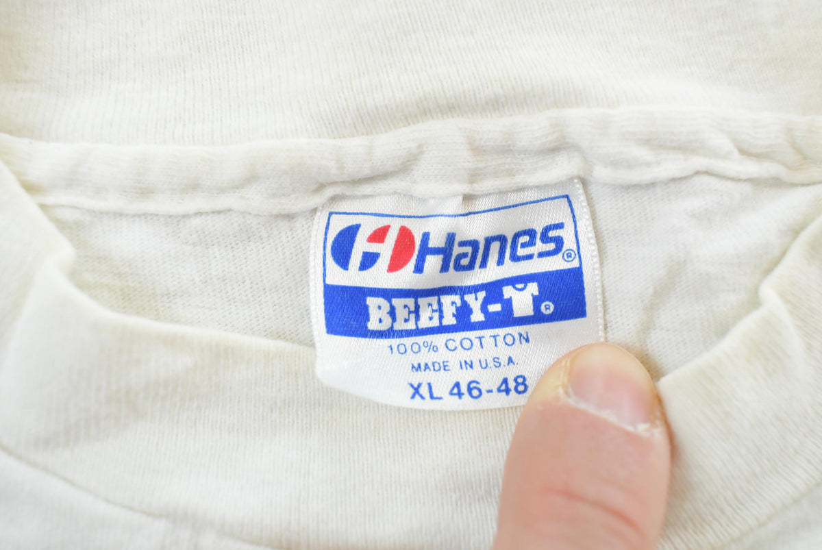 Vintage 1990s Hanes Beefy Columbia Coed Naked Lacrosse T-Shirt Men's L from propervintagecanada