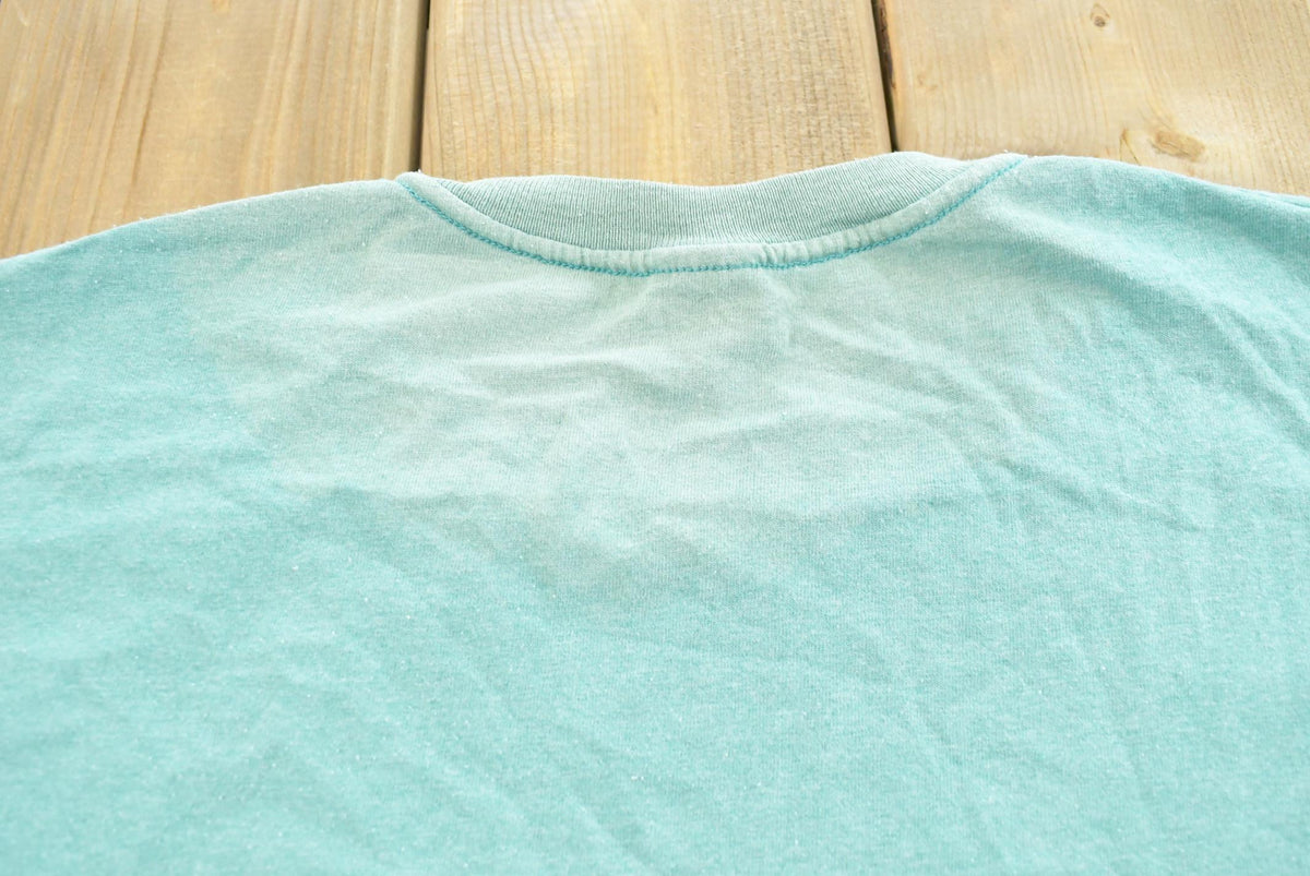 Vintage 1990s Hanes Blank Teal Pocket T-Shirt Men's 2XL from propervintagecanada