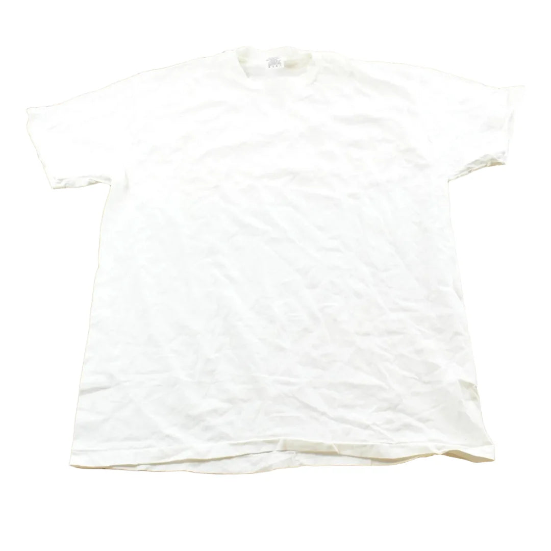 Vintage 1990s Hanes Blank White T-Shirt Mens L from propervintagecanada