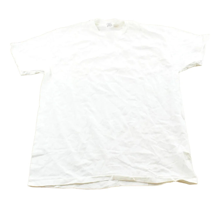 Vintage 1990s Hanes Blank White T-Shirt Mens L from propervintagecanada