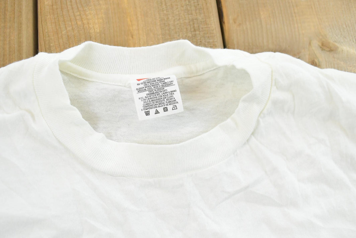 Vintage 1990s Hanes Blank White T-Shirt Mens L from propervintagecanada