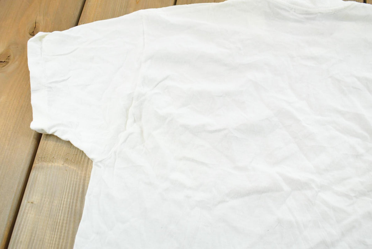 Vintage 1990s Hanes Blank White T-Shirt Mens L from propervintagecanada