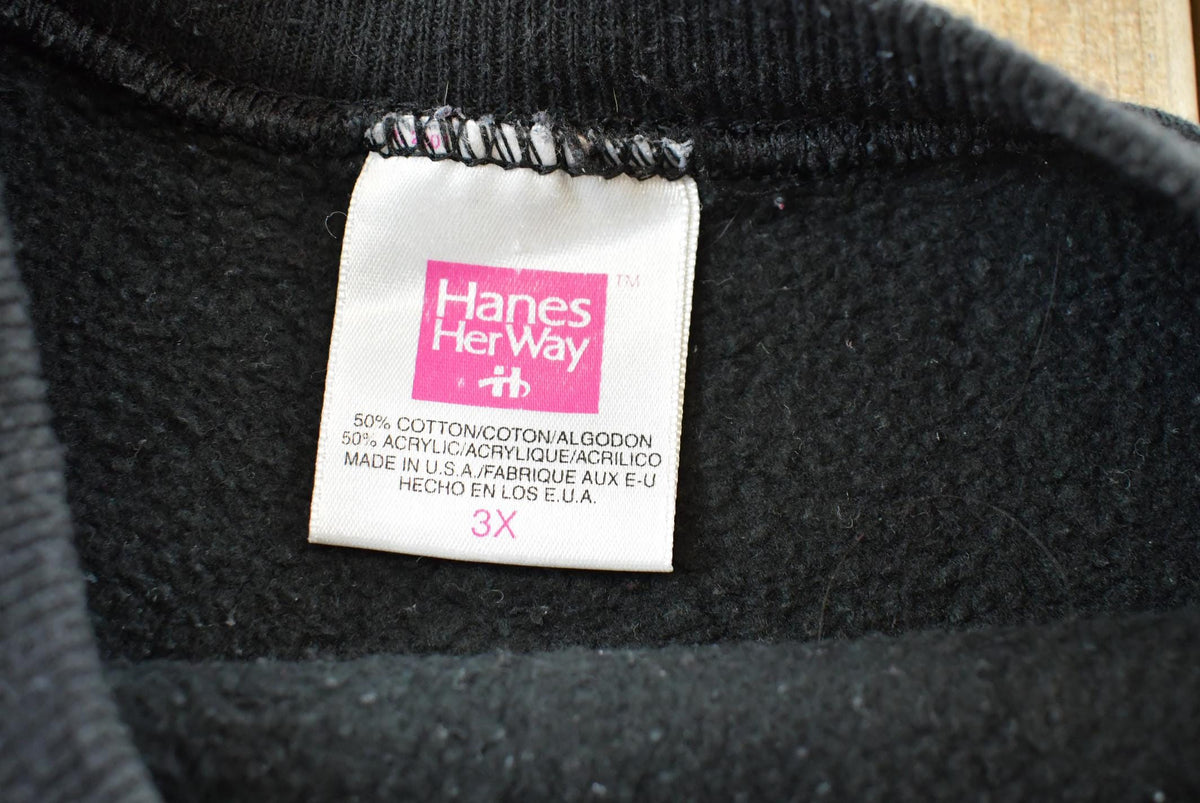 Vintage 1990s Hanes Her Way Blank Black Crewneck Sweatshirt Womens 3XL from propervintagecanada