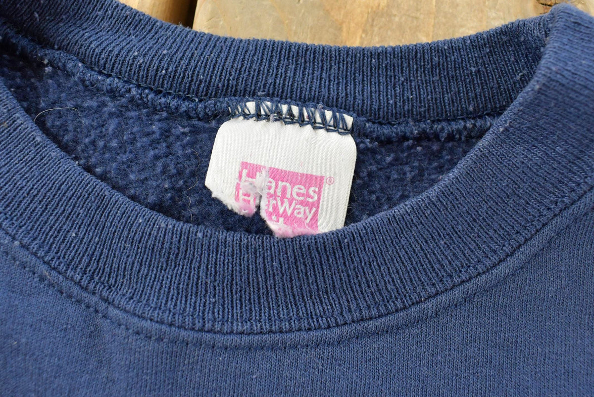 Vintage 1990s Hanes Her Way Blank Blue Crewneck Sweatshirt Women's XL from propervintagecanada