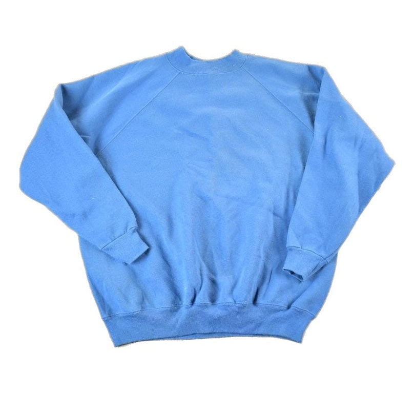 Vintage 1990s Hanes Her Way Blank Blue Crewneck Sweatshirt Womens L from propervintagecanada