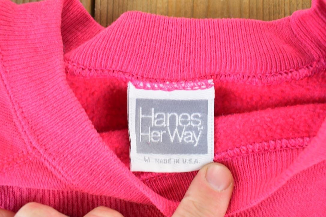 Vintage 1990s Hanes Her Way Blank Crewneck Sweatshirt Made In USA Men's Medium from propervintagecanada