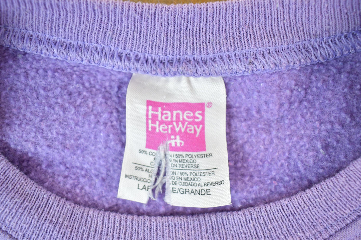 Vintage 1990s Hanes Her Way Blank Mauve Crewneck Sweatshirt Men's XL from propervintagecanada