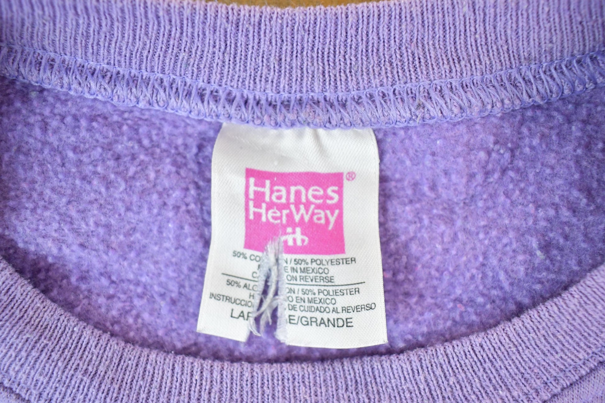 Vintage 1990s Hanes Her Way Blank Mauve Crewneck Sweatshirt Men's XL from propervintagecanada
