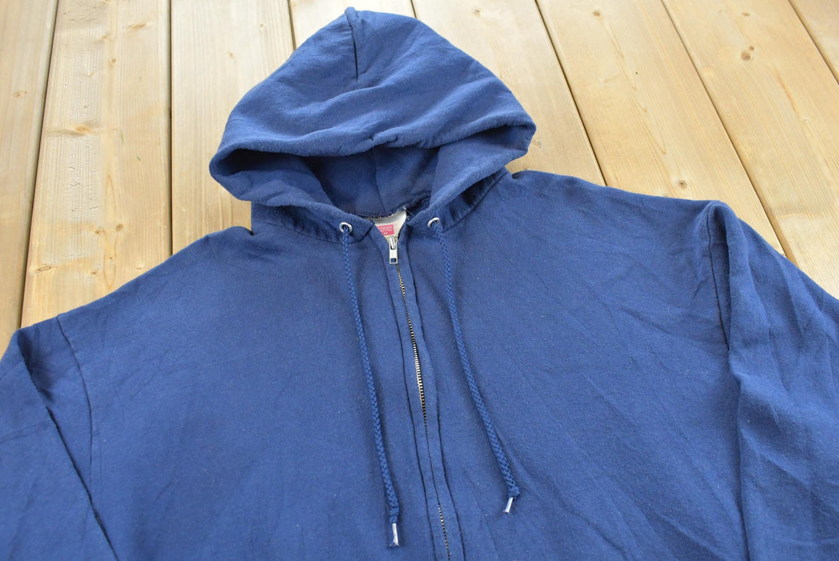 Vintage 1990s Hanes Her Way Blue Zip Up Hoodie Mens XL from propervintagecanada
