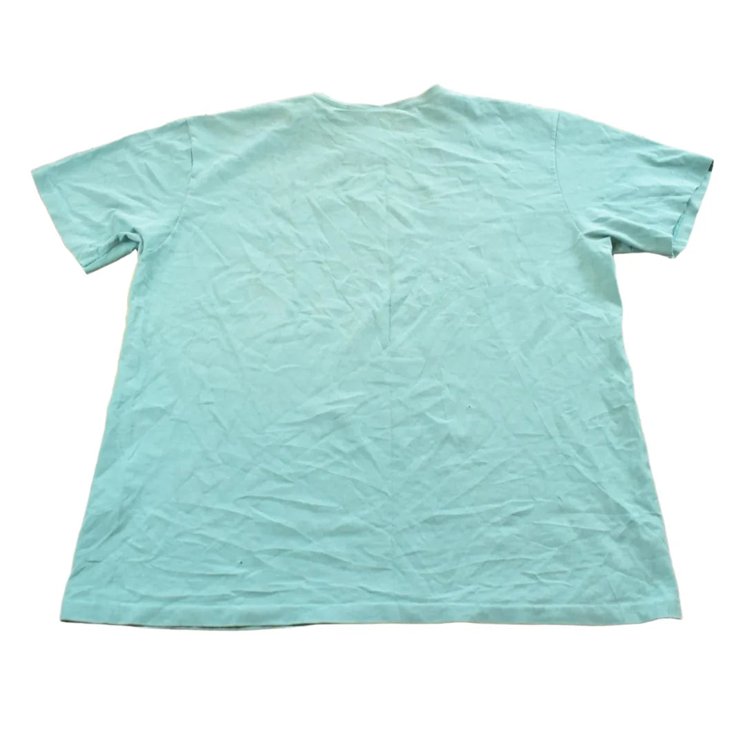 Vintage 1990s Hanes Her Way Teal Blank T-Shirt Men's L from propervintagecanada