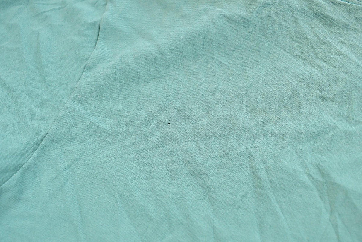 Vintage 1990s Hanes Her Way Teal Blank T-Shirt Men's L from propervintagecanada