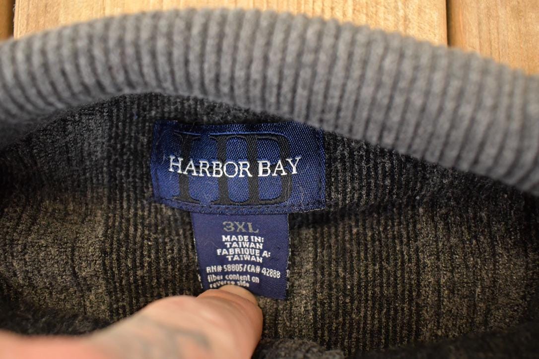 Vintage 1990s Harbour Bay Knit Button Up Shirt Mens XL from propervintagecanada