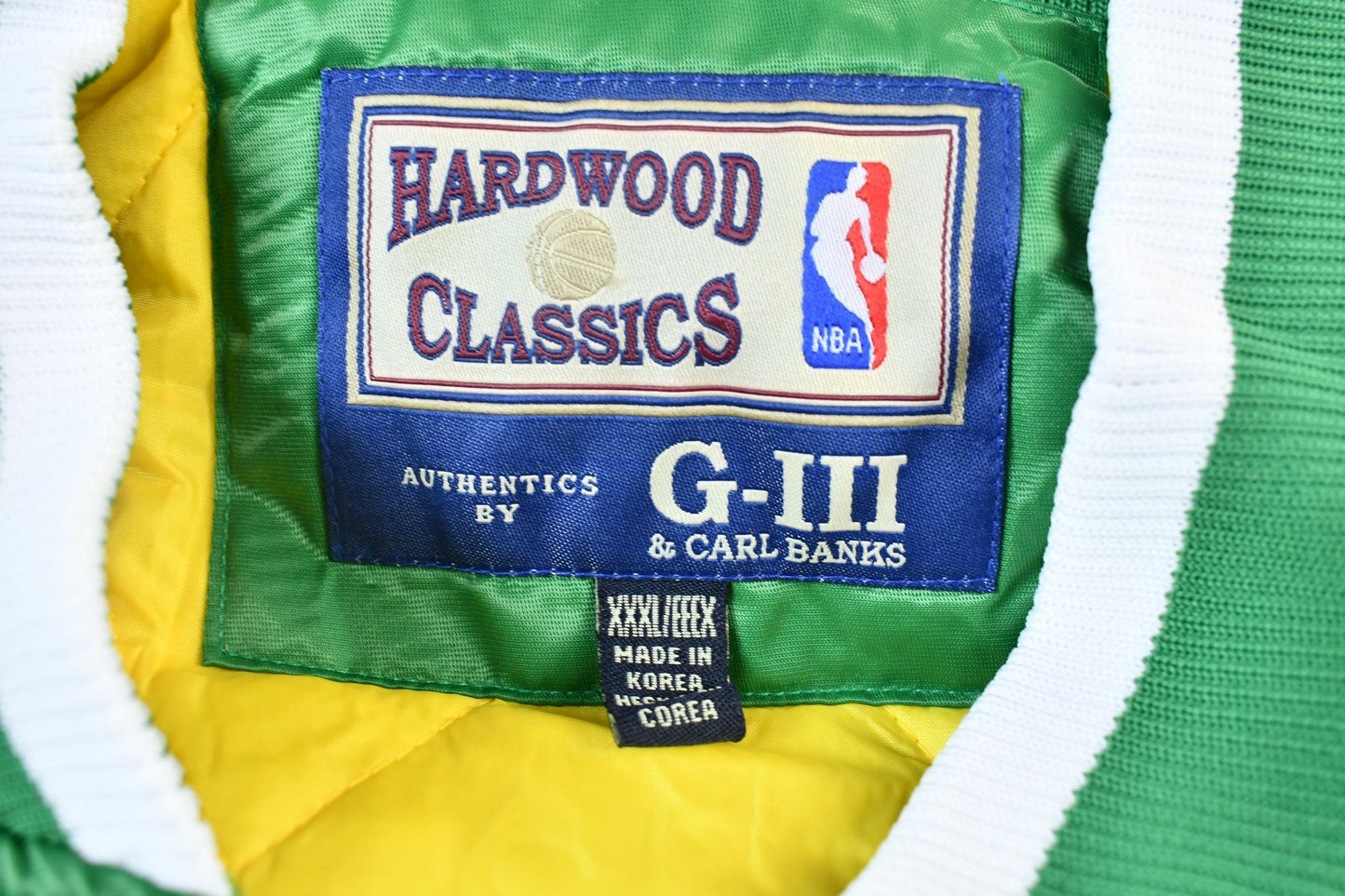 Vintage 1990s Hardwood Classics Boston Celtics NBA Basketball Embroidered Snap Button Satin Bomber Jacket Men's 3XL from propervintagecanada