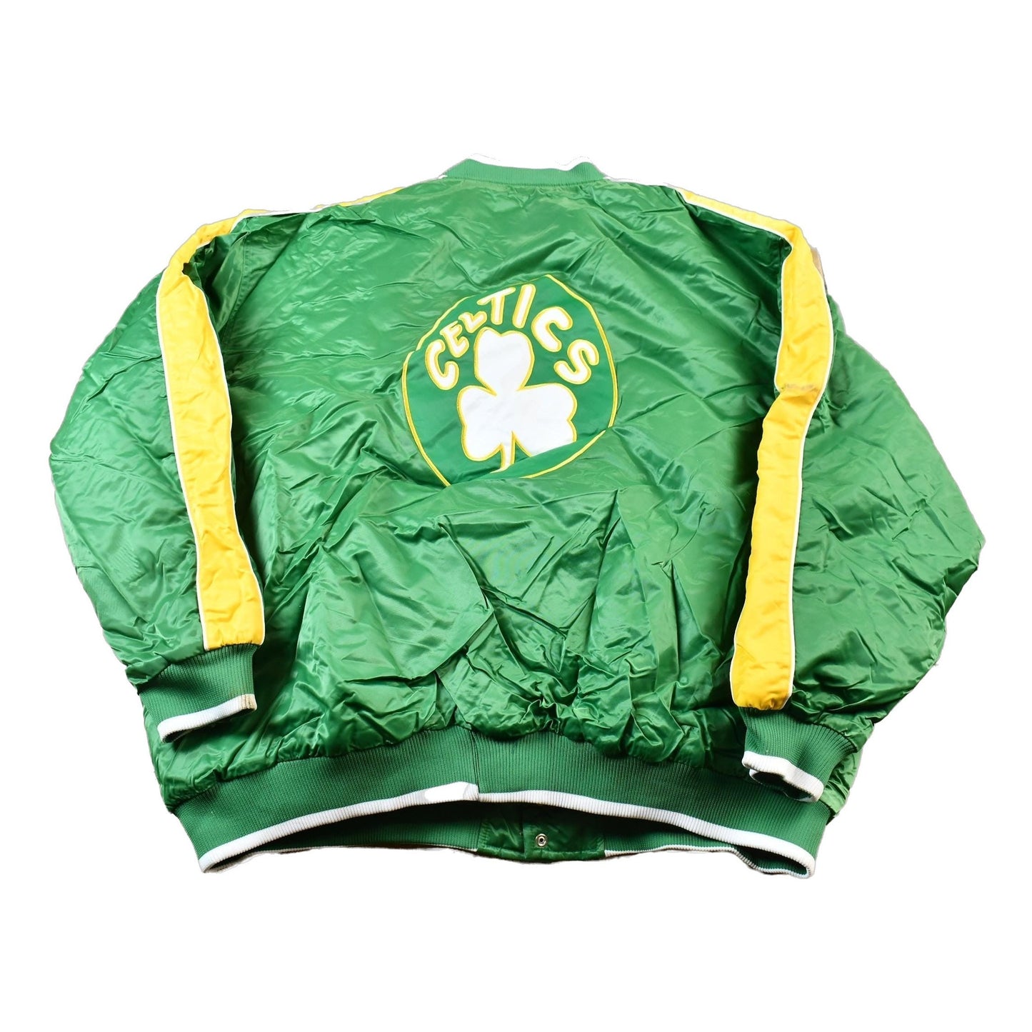Vintage 1990s Hardwood Classics Boston Celtics NBA Basketball Embroidered Snap Button Satin Bomber Jacket Men's 3XL from propervintagecanada